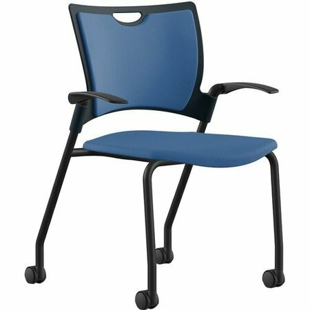 9TO5 SEATING Stack Chair, w/Arms/Casters, 25inx26inx33in, Cloud Fabric/BK Frame NTF1315A12BFCD